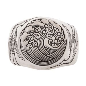Digby & Iona Sterling Silver The Great Wave Signet Ring